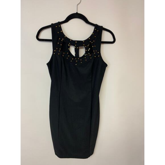 Charotte Russe Black Mini Bodycon Studded Edgy Disco Prom Party Sexy - Picture 3 of 7